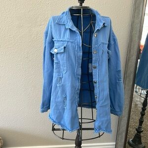New without tags distressed button down denim jacket sz medium